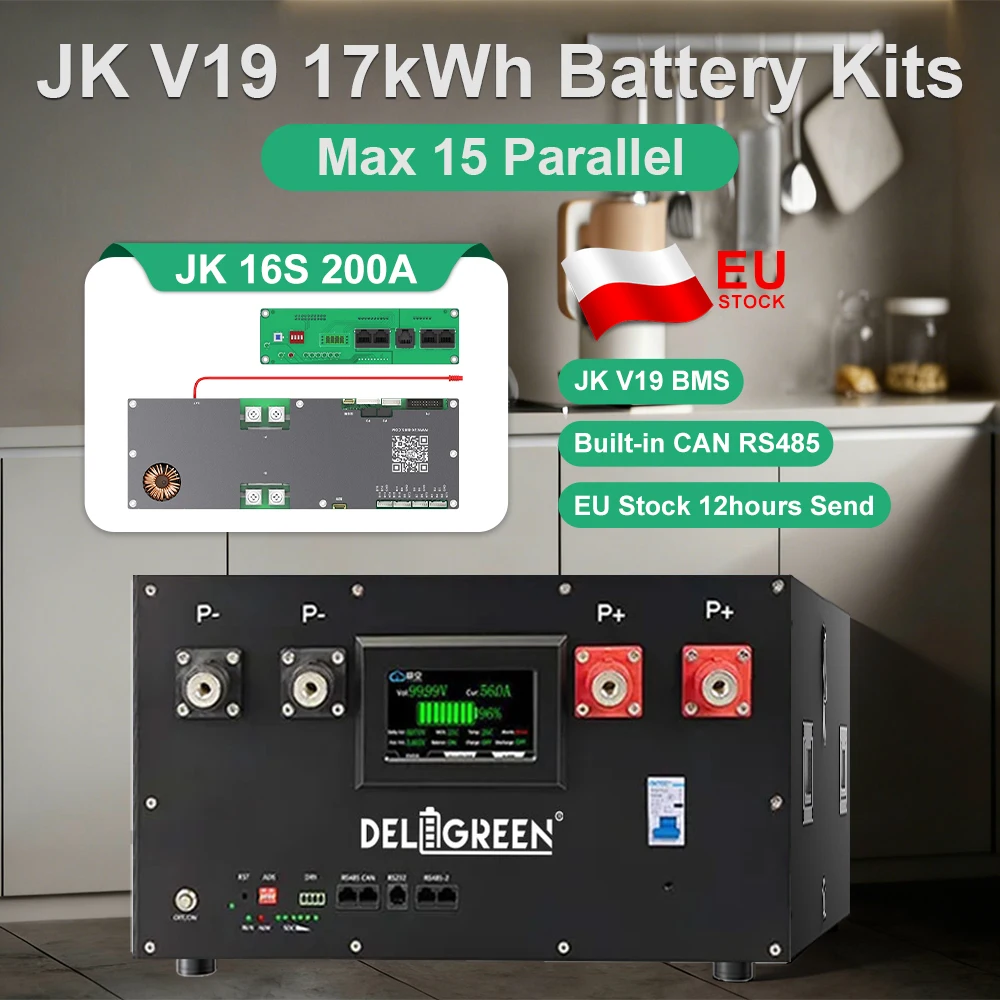 EU Stock JK V19 15kWh 16kWh  Lifepo4 Battery Case 51.2V 280AH 320AH JK-PB2A16S20P CAN RS485 DIY Solar Storage VAT Free
