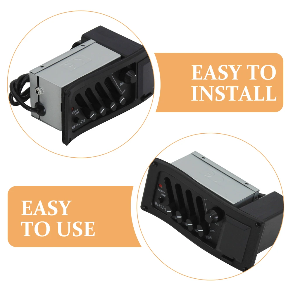 

Pickup Equalizer Acoustic Folk Guitar Accessory Digital Tuner Adjustable Hole Transducer Musical Instrument Part Guitar Sound