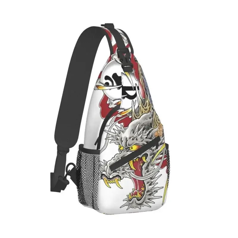 Casual Kazuma Kiryu Dragon Tattoo Sling Crossbody Backpack Men Japanese Asian Style Shoulder Chest Bag for Camping Biking