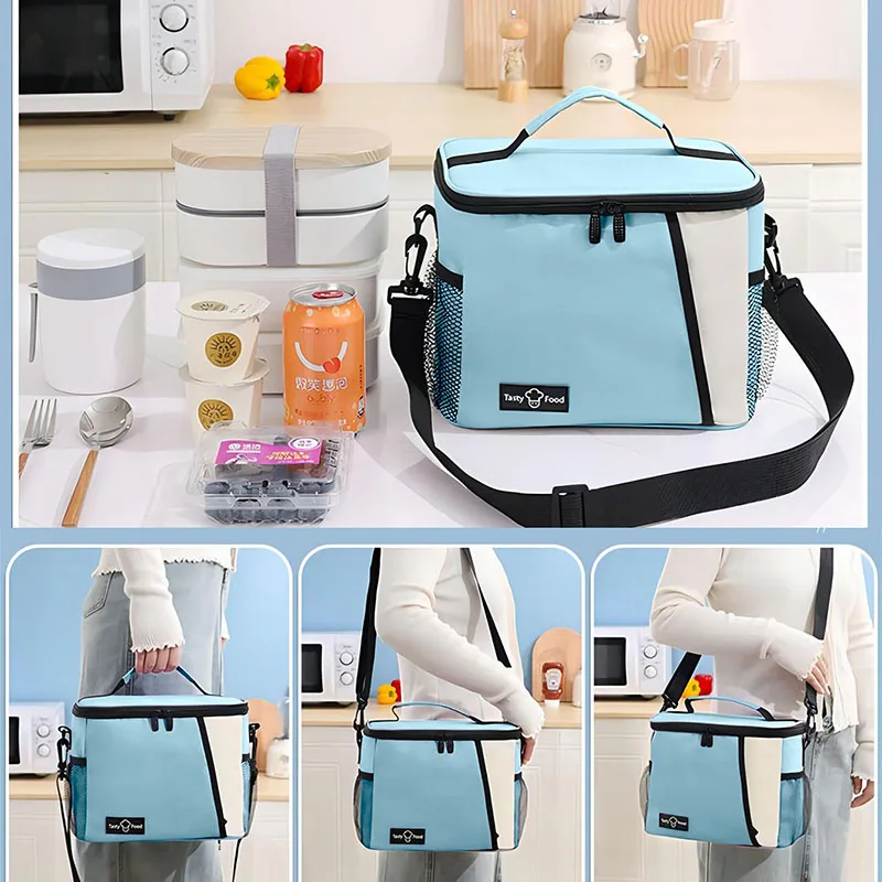 Oxford Cloth Thickened Lunch Bag Large Bento Thermal Box Durable Portable Insulation Bag Outdoor Picnic Office Reusable