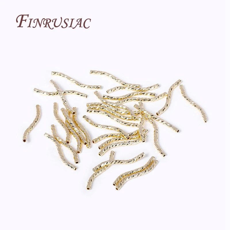 Hand gefertigte DIY Schmuck Befunde Komponenten 18 Karat vergoldet s Form gebogenes Rohr Messing Metall Twisted Tube Perlen Stecker – Detail 13