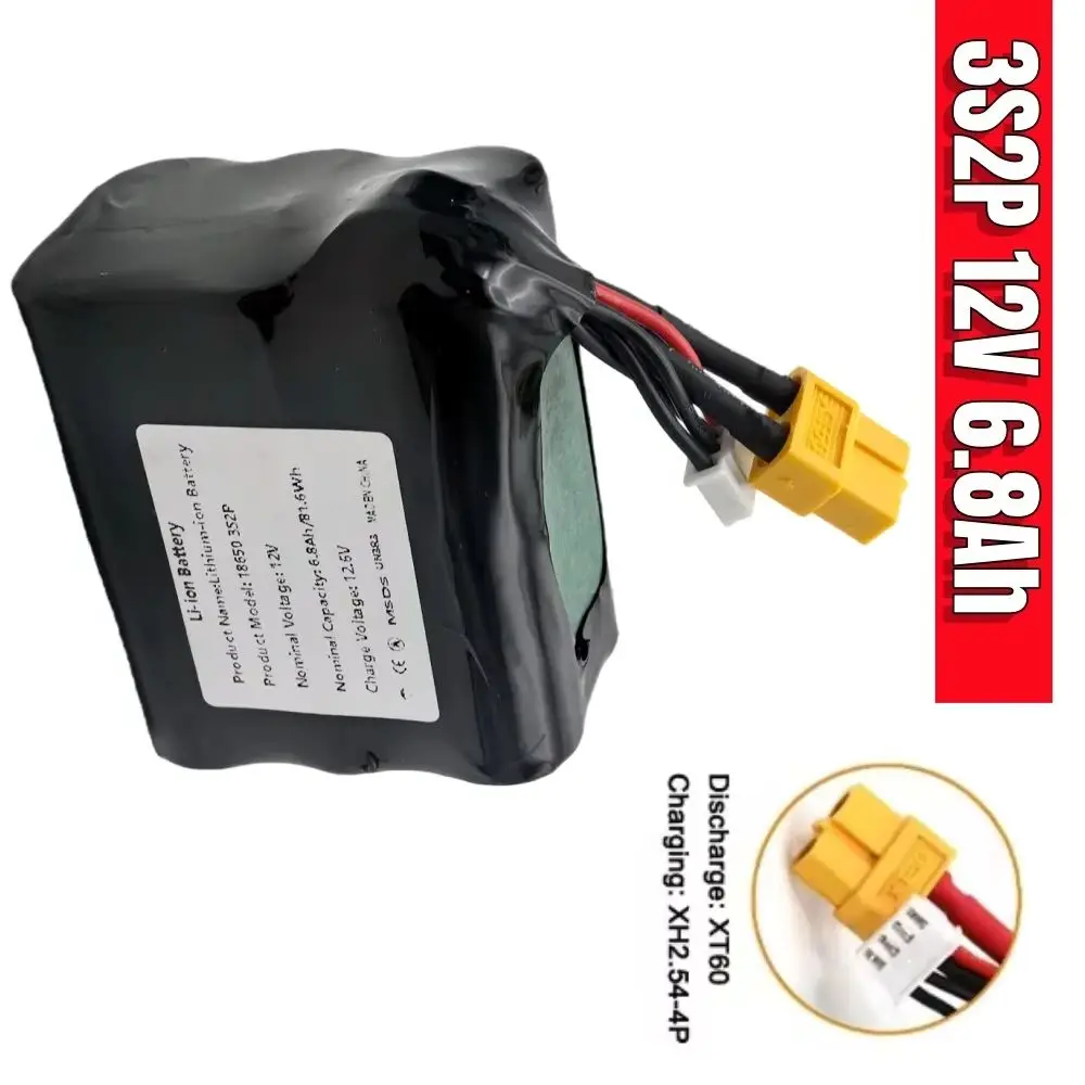 12V 12.6V 6.8Ah Li-ion Battery 3S2P NCR18650 Single Cell for Parrot Disco Drones - High Capacity 12V Battery for Various Drones