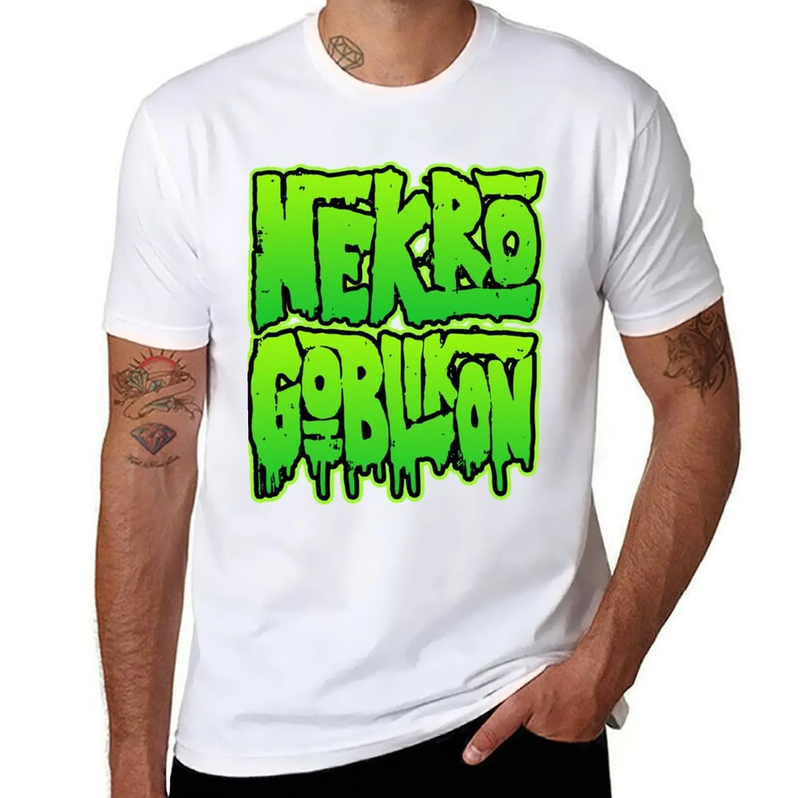 

Nekrogoblikon Logo Slime Green T-Shirt man t shirt cotton high quality man tshirt T-Shirt