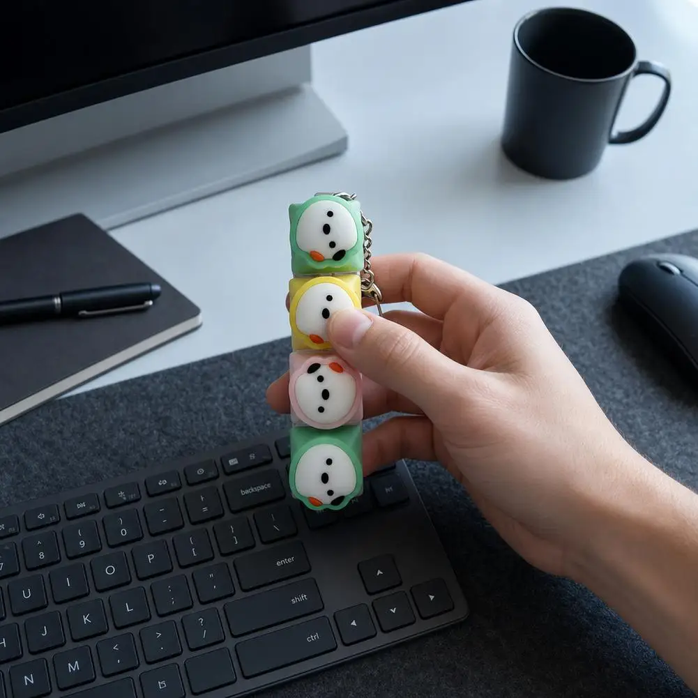 Soft Dog Relief Keyboard fidget Toy Clicker Keychain Creative Keycap Toy Decompression Press Tool