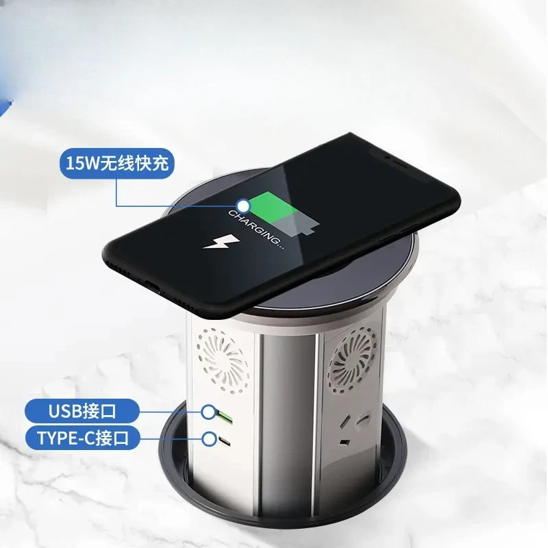 Waterproof intelligent lifting socket kitchen island desktop socket embedded electric lifting 15A