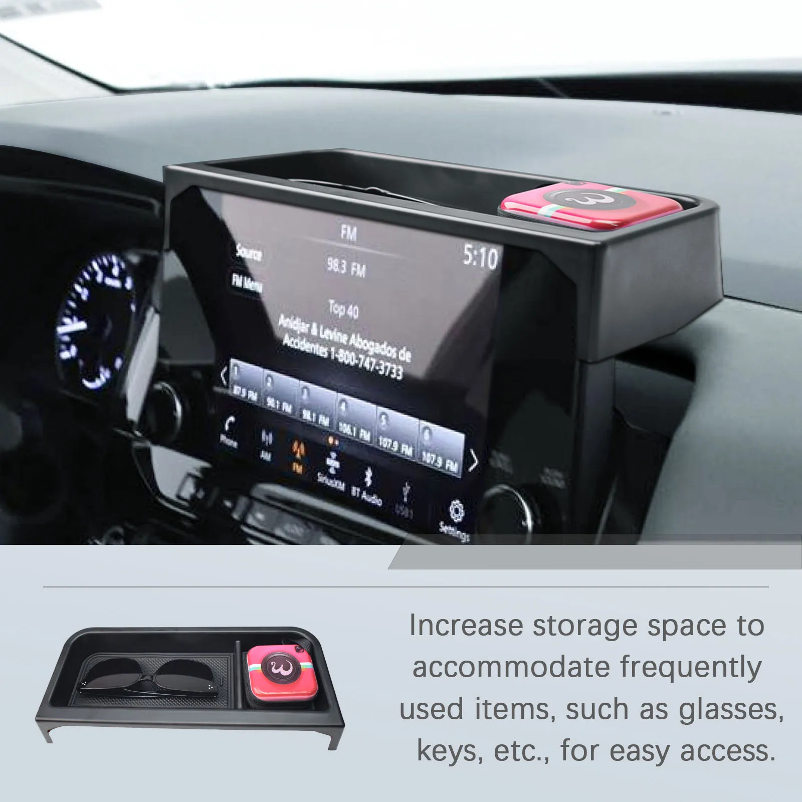 For 2022 2023 2024 2025 Nissan Pathfinder SL/Rock Creek/Platinum Dashboard Storage Organizer Center Console Dash Board Car Tray - Detail 1