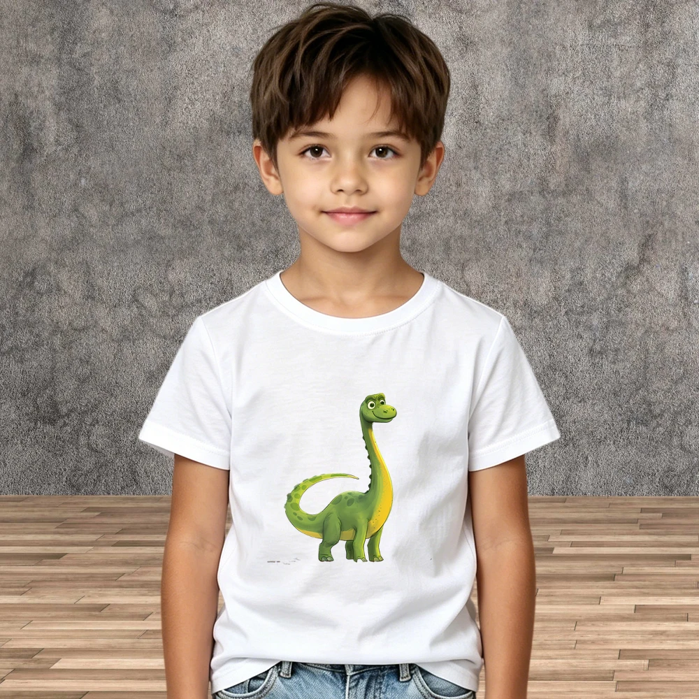 Home Wear Children Boys Dinosaur Pattern Short Sleeve Cotton Casual T-shirts