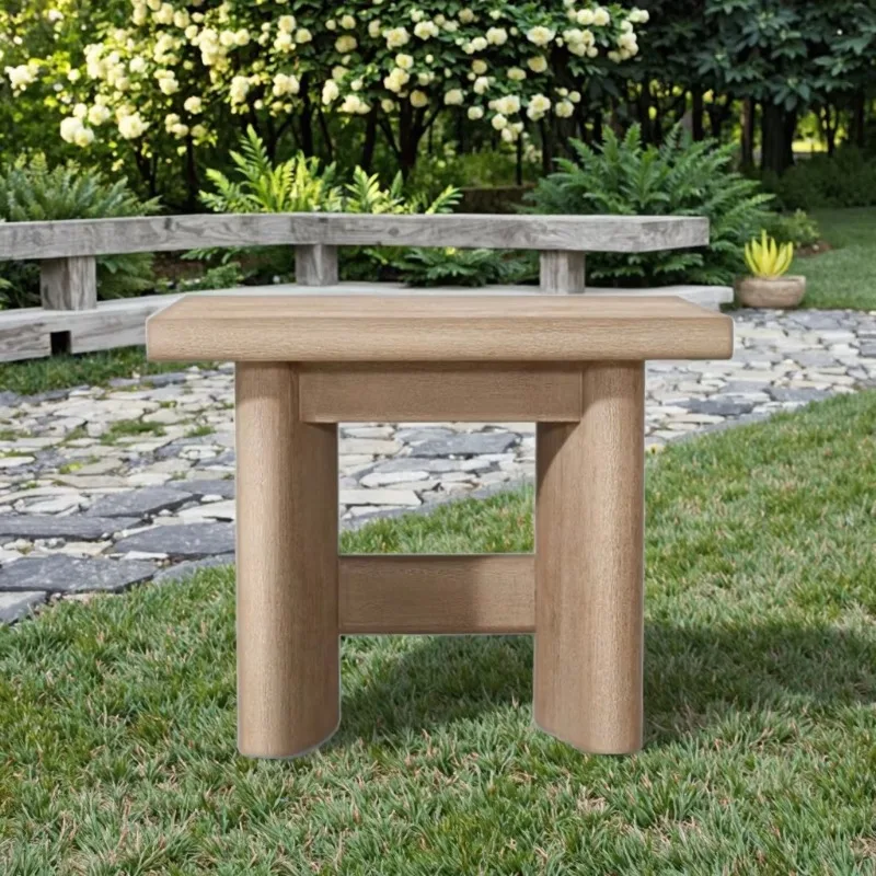 كراسي استلقاء للتشمس من خشب الساج على الطراز الحديث، طاولة جانبية لحمام السباحة في الهواء الطلق، مجموعة حديقة صغيرة، فناء أو فندق