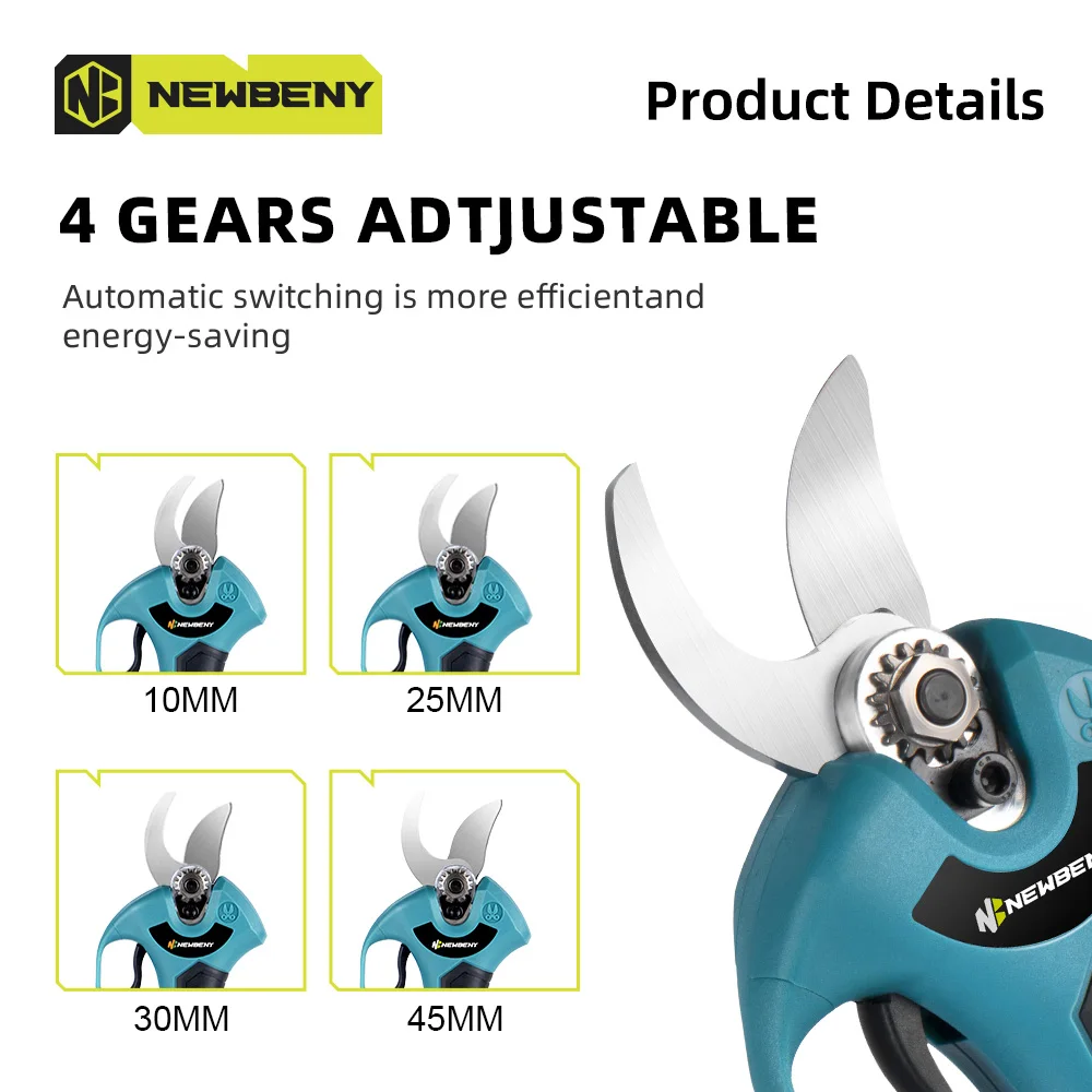 NEWBENY-tijeras de podar eléctricas sin escobillas, 30mm, inalámbricas, eficientes, para ramas de árboles frutales, herramientas eléctricas para