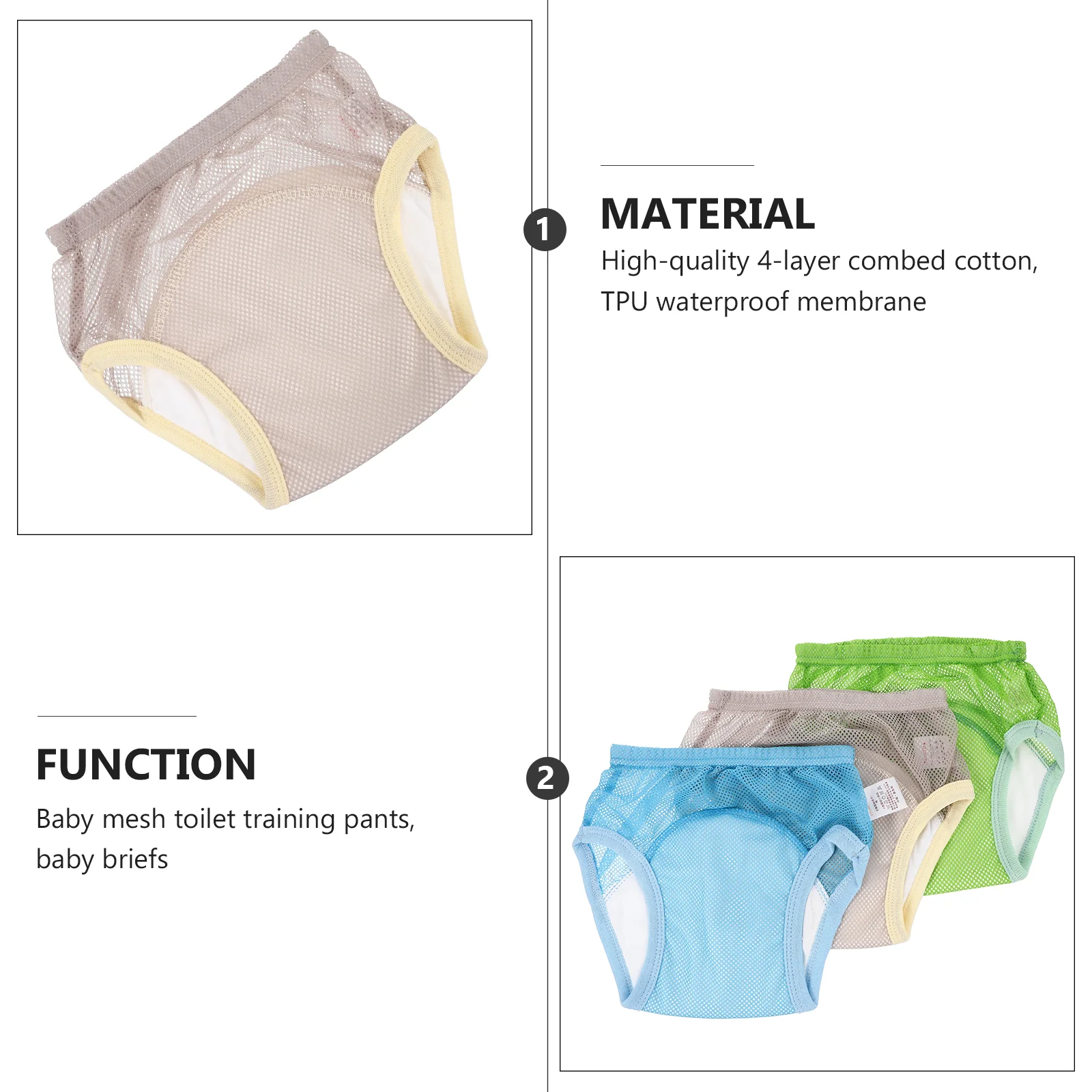 3 Pcs Potty Training Pants Reusable Cotton Sweatpants Underwear Vest Infant Baby Nappy Little Girl