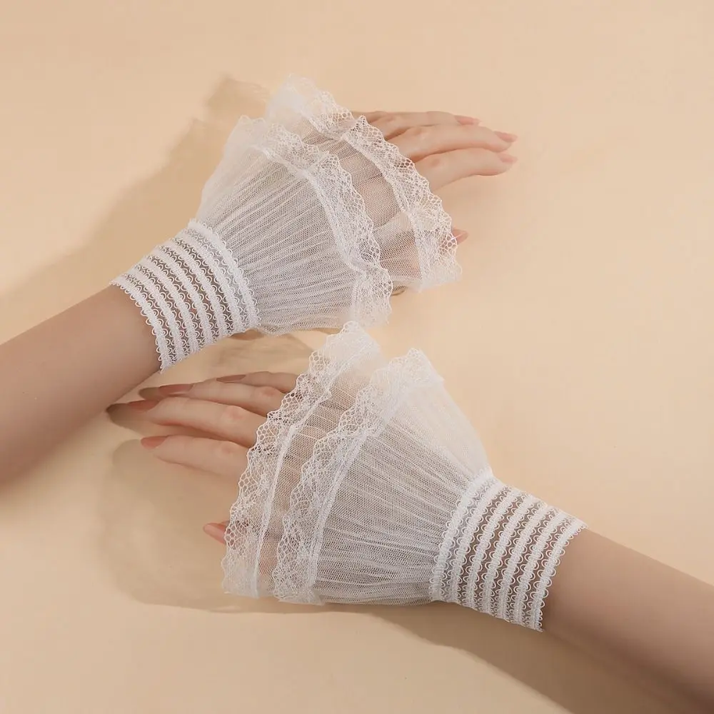 

Модные кружевные манжеты с рюшами для запястий, удобные мягкие кружевные нарукавники, аксессуар для костюма, повседневный аксессуар для запястья