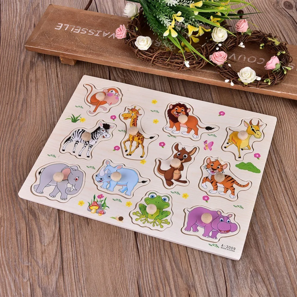 Interesting Animal Theme Educational Wooden Puzzle Montessori Animal Puzzle Set Early Learning Puzzle Early Learning