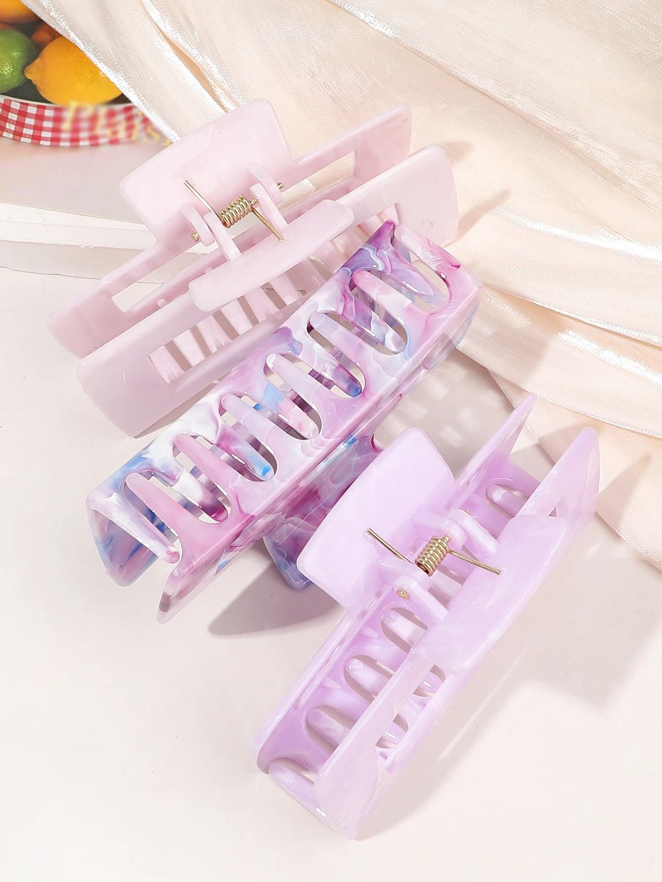 3 pcs Purple Large Hair Claw Clips for Thick Hair,4.1 In Rectange Hair Clips,No-Slip Banana Jaw Clips for Women Girls