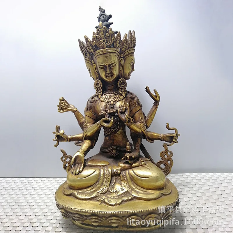 Brass Ksitigarbha statue, heavy and well-formed, a piece, a collectible craft gift, a Buddha ornament, a decorative c