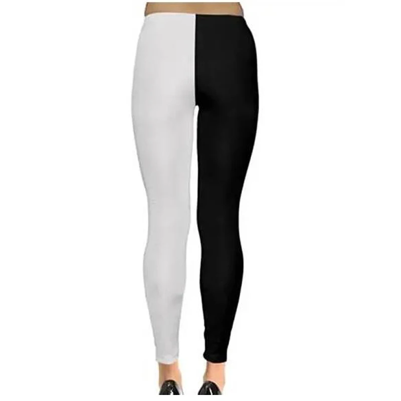 Leggings For Women Two Toned White Black Split Color Modal Cotton Jeggings Tight Pants Large Size 7XL 6XL 5XL XS