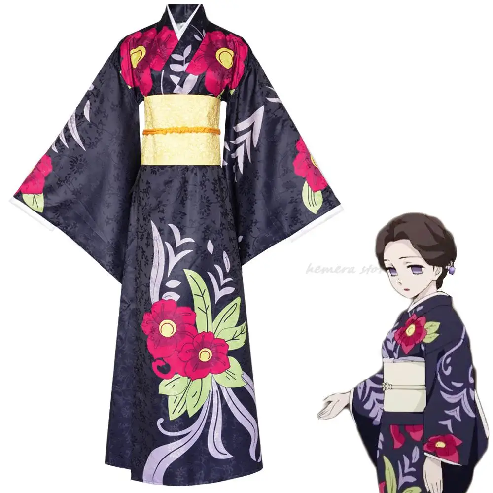 Anime Demon Slayer Tamayo Cosplay Costume Kimetsu No Yaiba Wig Japanese Printing Kimono Haori JapaneseMan Woman Halloween Suit