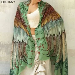 Art Hand-painted Bird Wing Sunscreen Shawl Halloween Mysterious Animal Cosplay Scarf Burning Man Festival Cape Holiday Gifts New