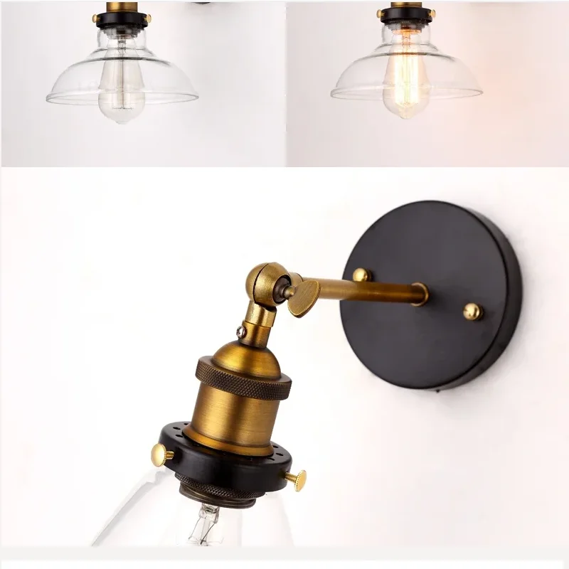 

Antique Copper Lights Wholesale Price Loft Vintage Industrial Edison Wall Lamps Clear Glass Lampshade 110V 220V For Bedroom
