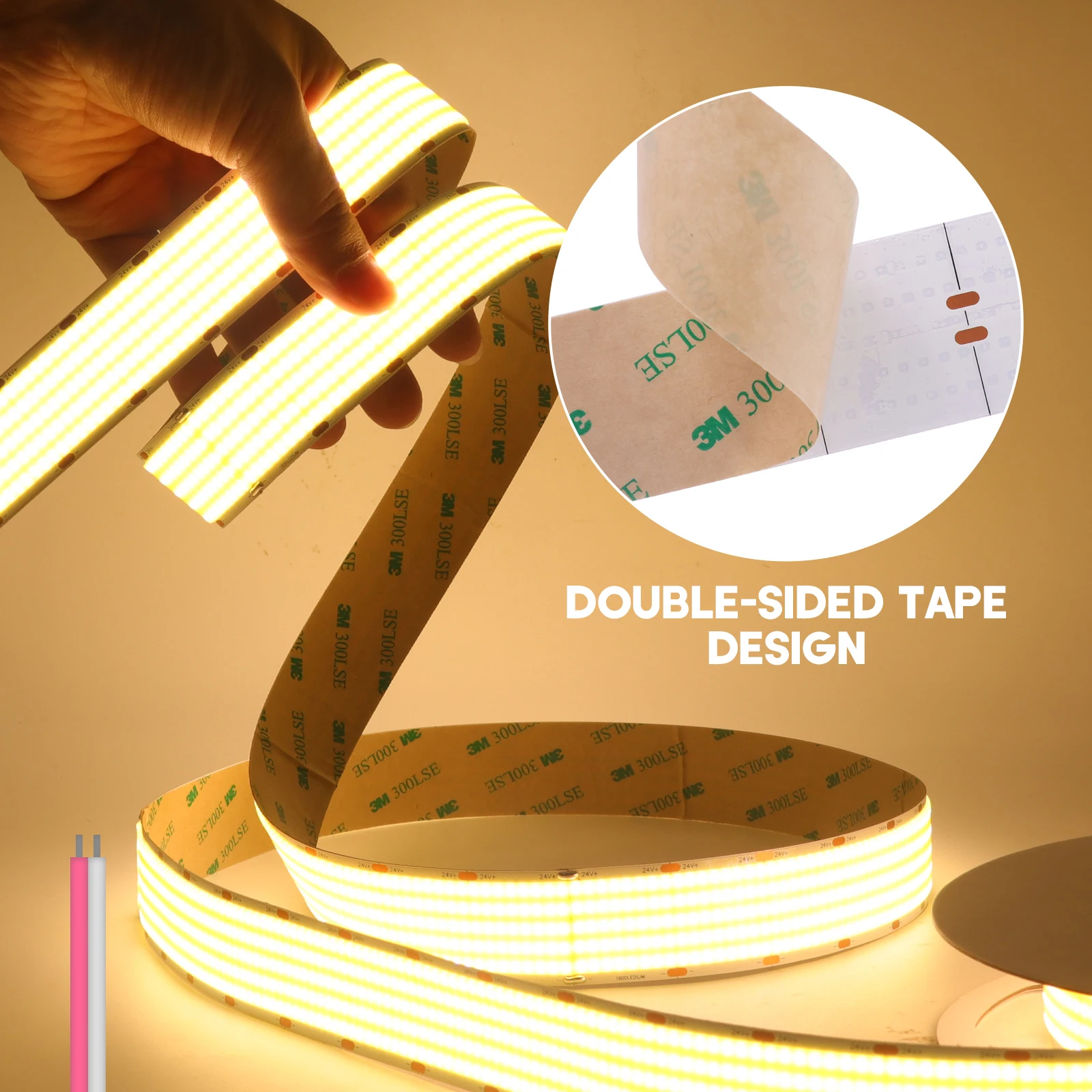 5 Rows LED Super Bright COB LED Strip Light 24V 1600LEDs/m Flexible LED Tape High Density Linear Light COB Lights Home Decoratio