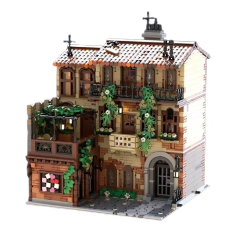 Spot MOC-131698 152408 średniowieczna architektura DIY małe klocki konstrukcyjne do samodzielnego montażu zabawka edukacyjna model zestaw upominkowy ozdoba