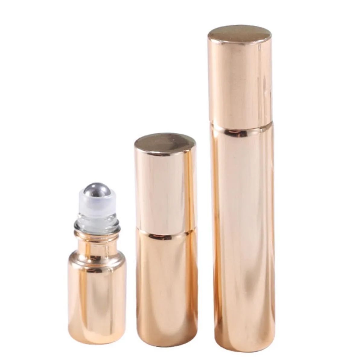 Bouteilles à roulettes en verre or/argent, flacon galvanisé UV, boule à roulettes pour huile essenti
