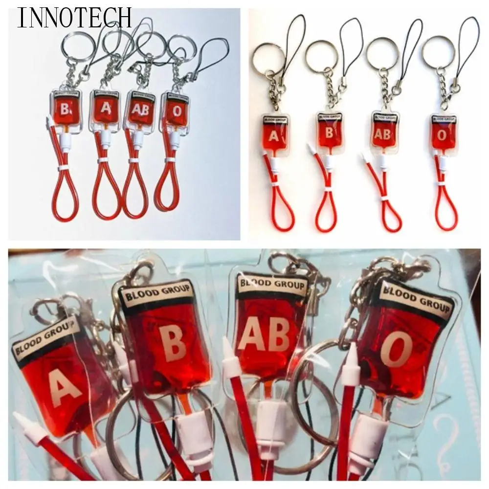 

Type A B O AB Plasma Blood Bag Keychain Bag Charm Unique Mobile Phone Straps Fashion PVC Blood Bag Pendant Jewelry Making Gift