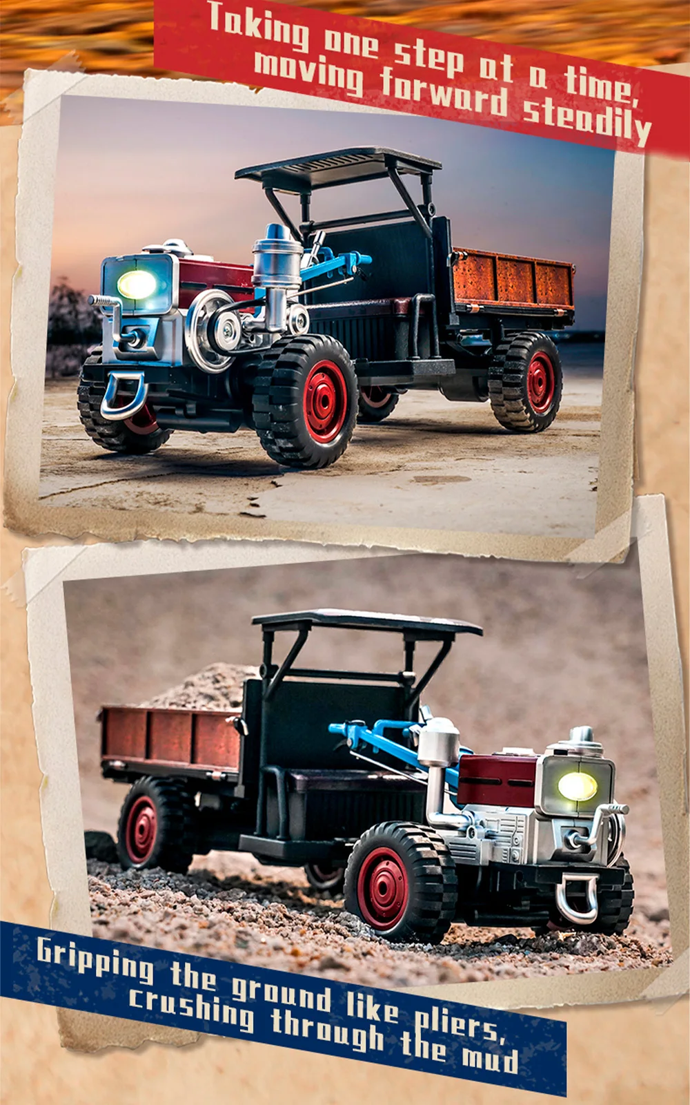 9IMOD C8836 RC coche 4WD Tractor de juguete escala 1/14 2,4 GHZ paneles traseros se pueden abrir Control remoto vehículos de granja juguetes niños RC Tractor