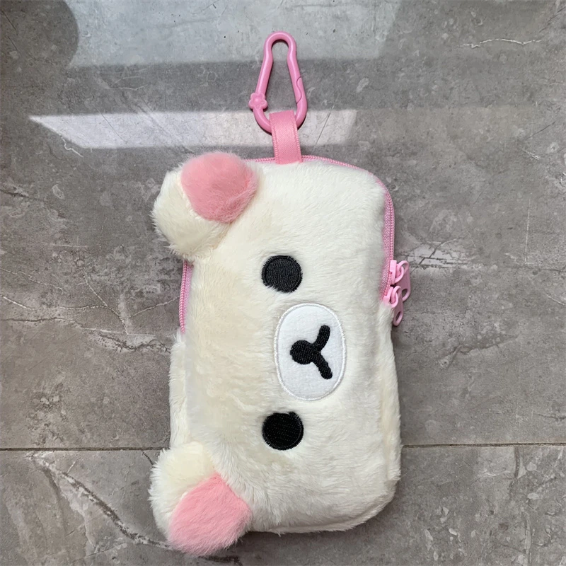 Rilakkuma Korilakkuma حقيبة الهاتف الذكي القطيفة الحقيبة المرأة أنيمي الدب الوجه Kawaii لطيف حامل قضية الهاتف المحمول