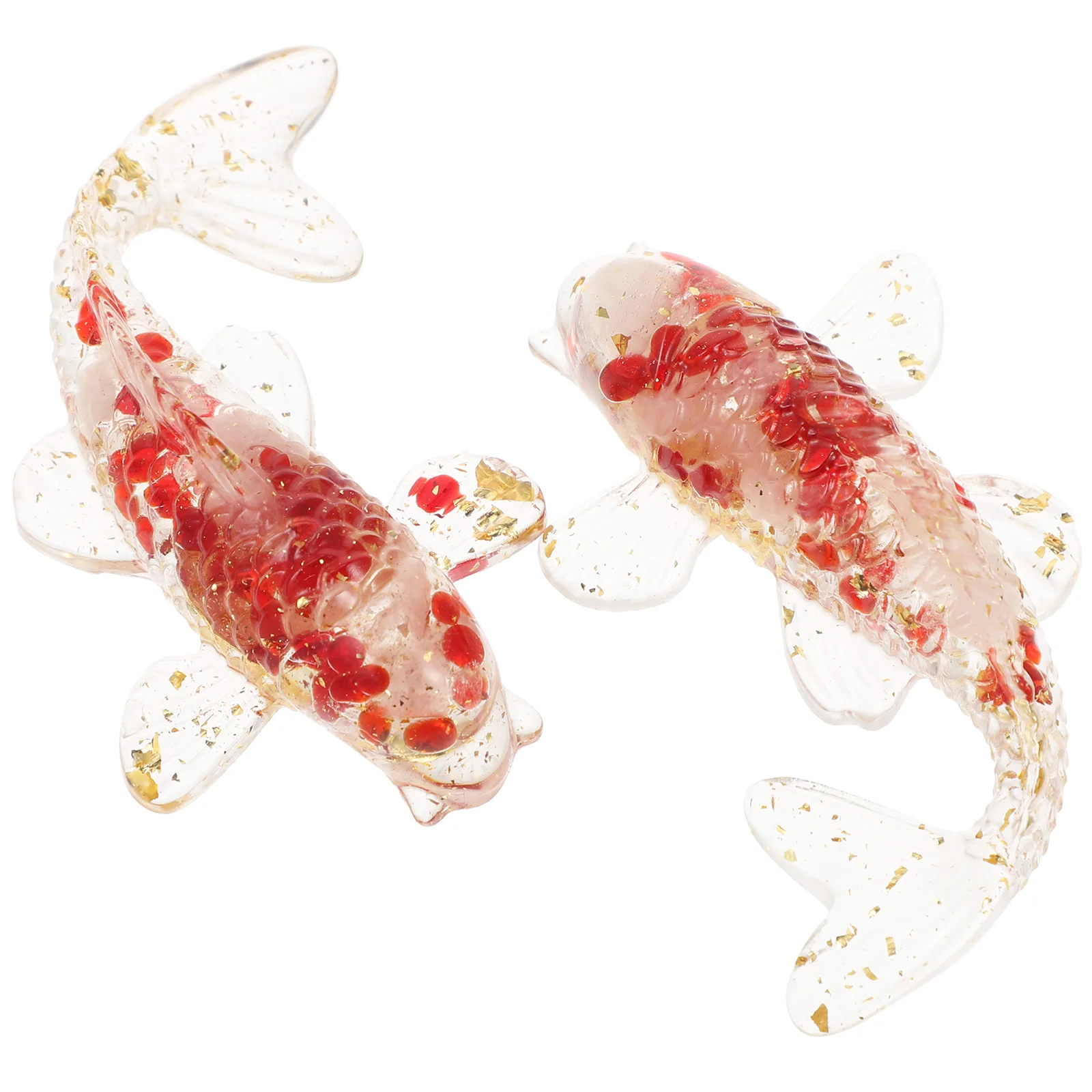 2 Pcs Crystal Koi Fish Ornaments Statue Decoration Table Figure Small Figurine Desk Gift