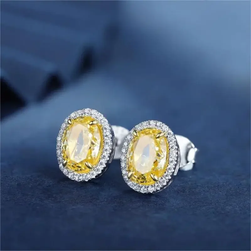 RUIF 2024 Hot Sale S925 Silver Oval Shape Earrings for Women Ice Cut Zirconia New Fashion Jewelry