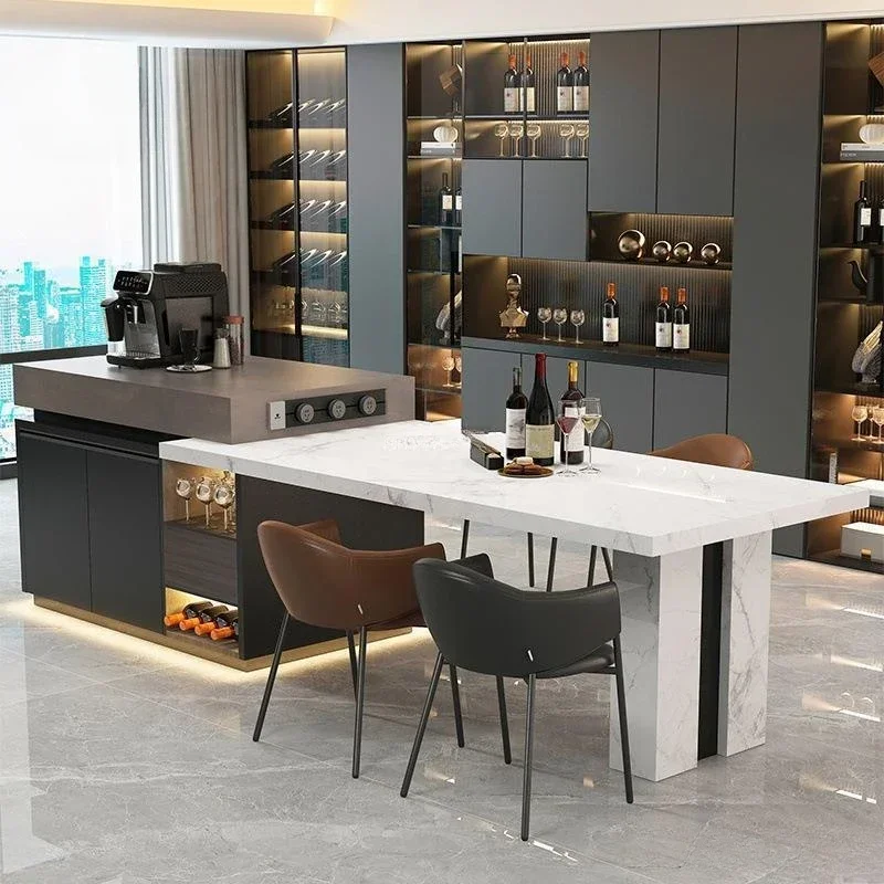 Island table integrated household down table light luxury guide table plus kitchen island cabinet separate rock slab bar