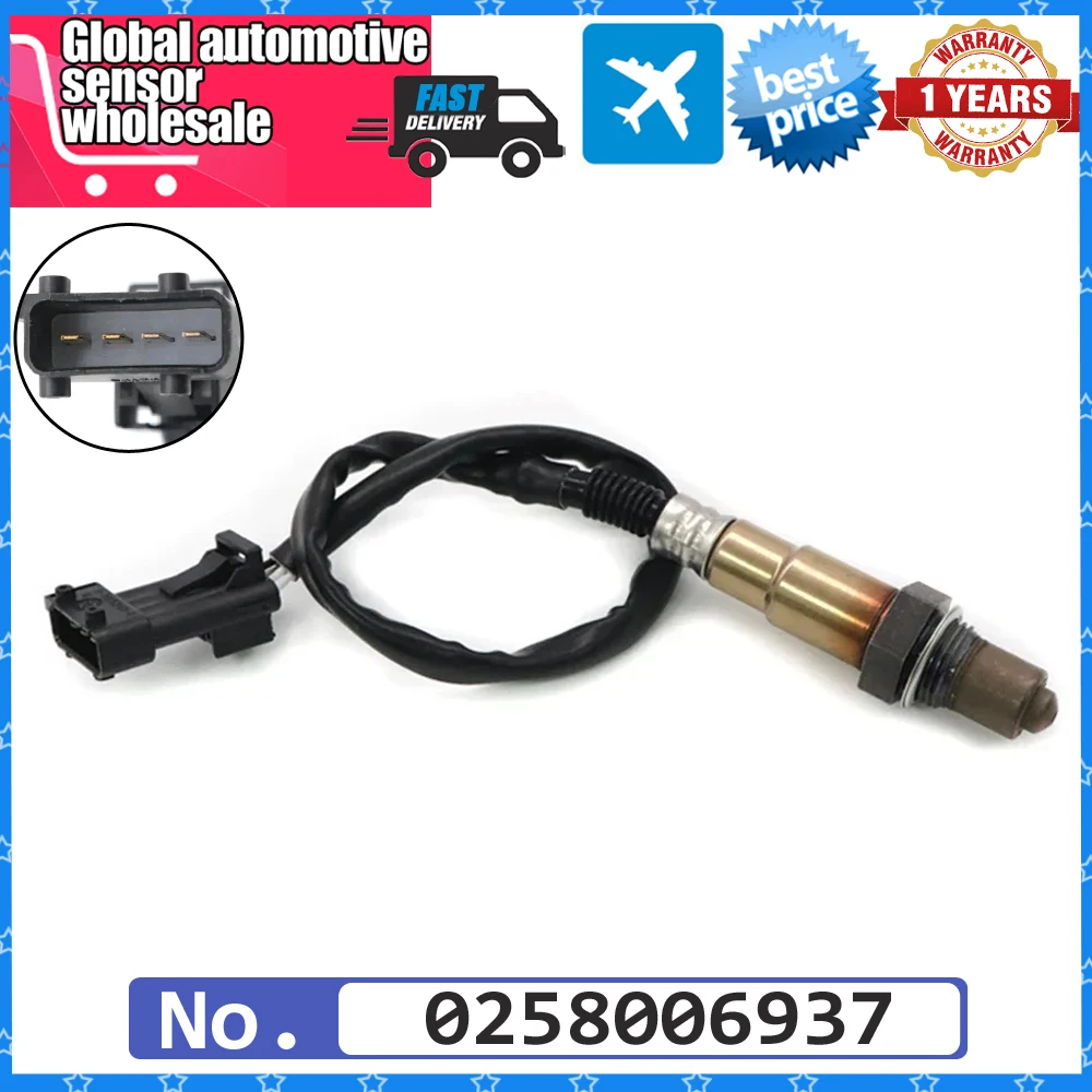 Car 0258006937 Oxygen O2 Lambda Sensor For Chery A1 A3 A5 Eastar Cross QIYUN Tiggo QQ6 Fulwin CHANA BENBEN BYD F3 F3R 0258986602