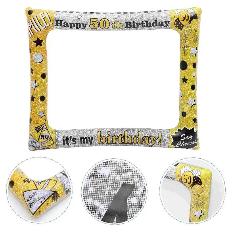 

Birthday Inflatable Photo Frame Party Prop Selfie Photo Picture Props Booth Party Photography Happy Picture Frame Handheld party