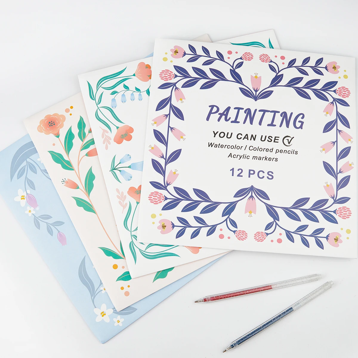 12/48 Pages Fresh Floral Theme Adult Coloring Book - Stress Relief Healing Interactive DIY Craft Materials for Relaxation