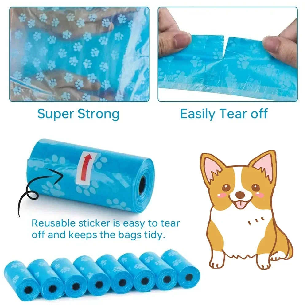 Pet Supplies Dog Poop Bags for Waste Refuse Cleanup 5Roll(75Pcs bag) Bone bag dispenser Pooper Scooper Bag Rolls Outdoor Clean