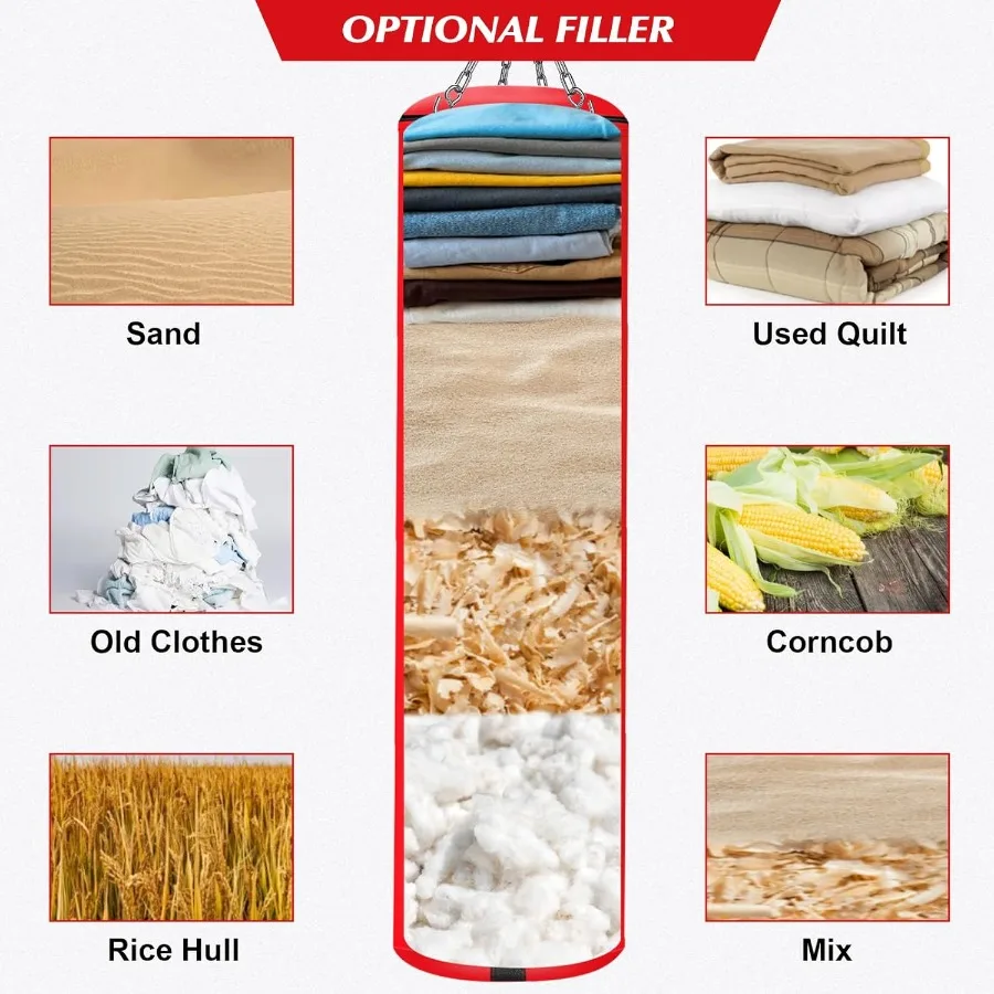 حقيبة ملاكمة معلقة 4FT للبالغين معدات تدريب الملاكمة من جلد البولي يوريثان الفائق حقيبة ثقيلة مع قفازات MMA غير مملوءة للركل