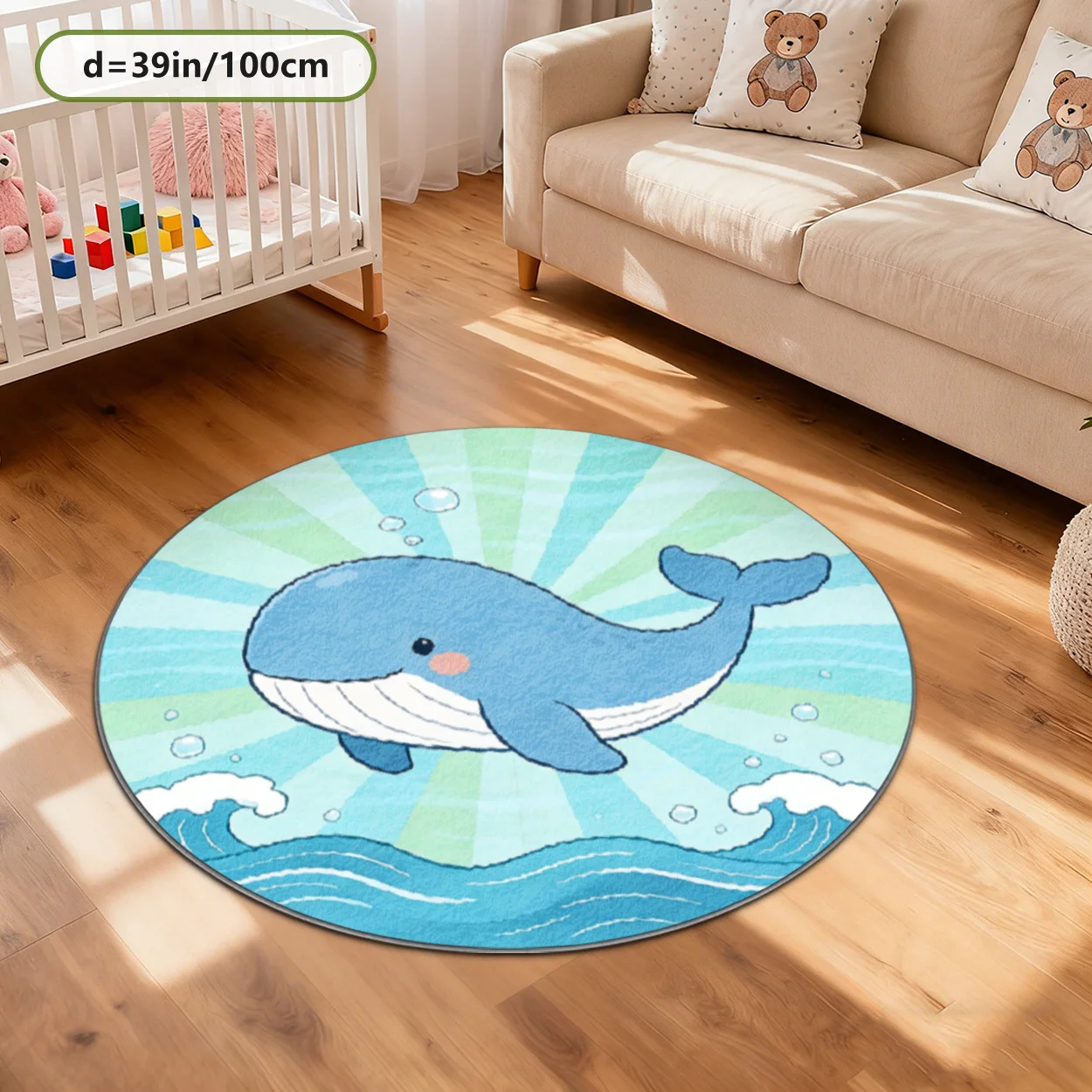 Tapete Redondo Macio com Tema - Baby Nursery Ocean Theme avaliação e preço