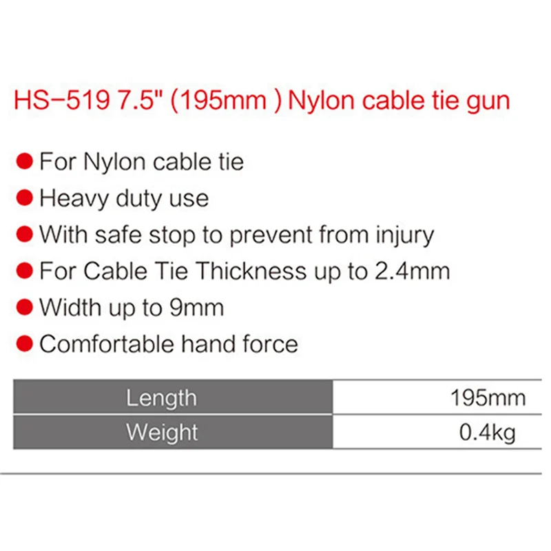 

HS-519 Automatic Tension Cable Tie Tool Zip Tie Cutter Tool Pliers Cable Tie Pliers Cable Tie Pliers Tool Binding Pliers