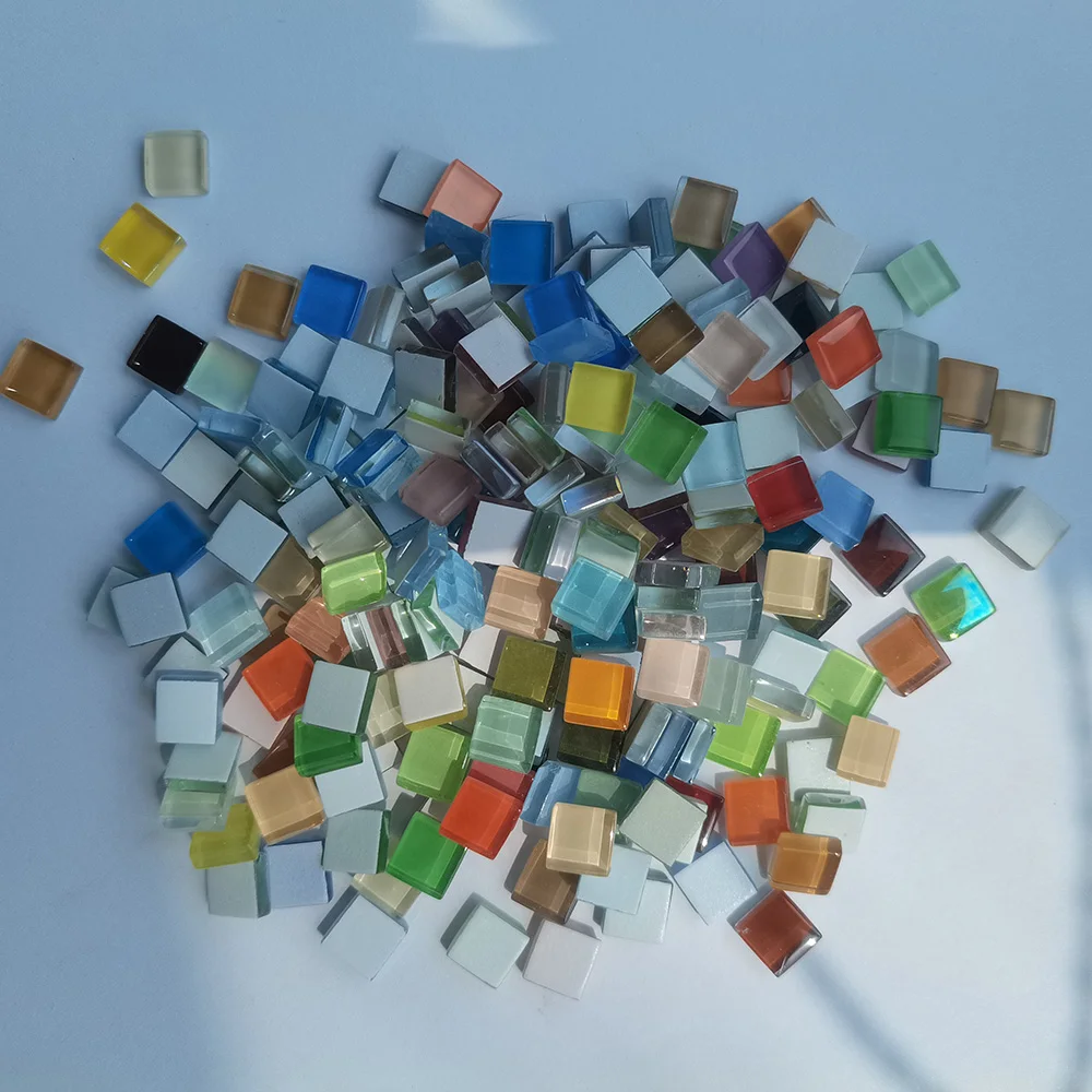 

Mosaic Tiles for Crafts Shine Assorted Color Glass Glitter Mosaic Supplies Pieces Bulk Square Shape Home Decoration