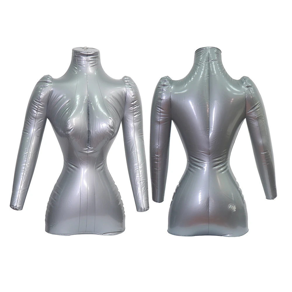 PVC Ladies Half Body Arm Inflatable Mannequin Shirt T Shirt Top Display Torso Model Woman Half Body Inflatable Mannequin - Image 4