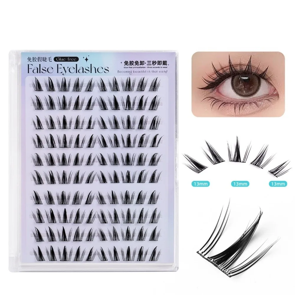 Cola fofa livre cluster cílios diy individual auto-adesivo cílios postiços maquiagem longa duração pacotes de cílios segmentados