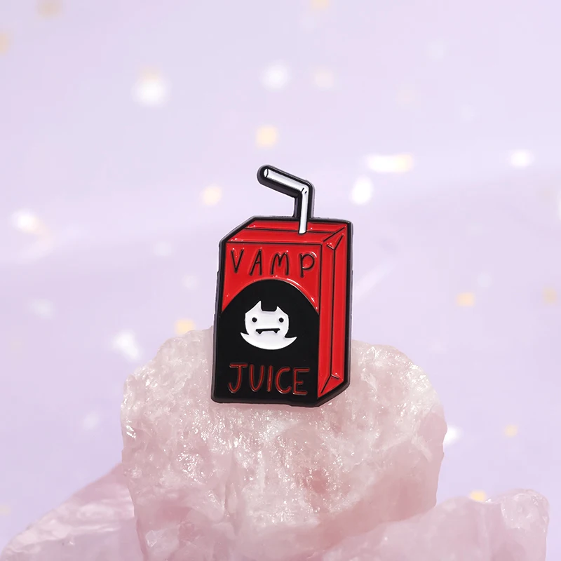 Cartoon Vamp Juice Drink Box Enamel Pin Adventure Animation Collected Brooch Lapel Backpack Badge Jewelry Gifts For Kids Friends