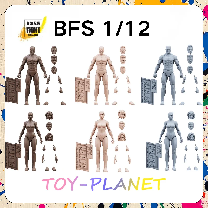 

В наличии BFS Boss Fight 1/12, 6-дюймовое мужское и женское тело, 4 скульптуры головы, телесный, коричневый, серый, подвижные фигурки, игрушки