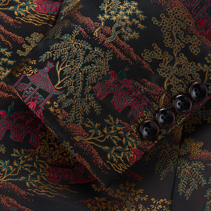 سترات كورية عصرية للرجال لحفلات الزفاف الفاخرة سترات جديدة للخريف واحدة الصدر وطية صدر السترة للرجال للحفلات الراقصة سترات جاكار معاطف للرجال #6