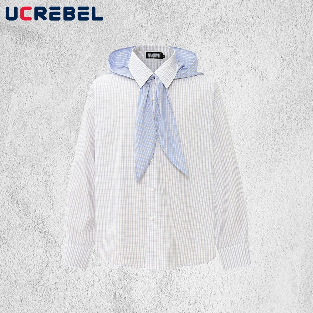 

Съемная шляпа, клетчатые рубашки с длинными рукавами, мужские осенние свободные однобортные рубашки High Street, мужские