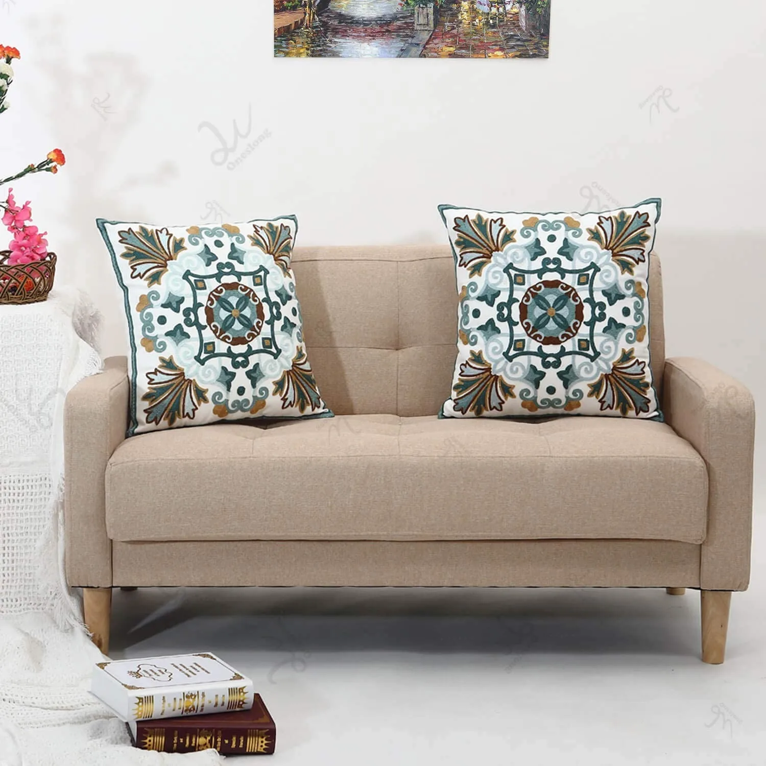 Inyahome Boho وسادة تغطي المخدة الزخرفية مربع التطريز رمي وسادة شل مجموعة ل أريكة الأريكة مقعد السرير غرفة نوم #6