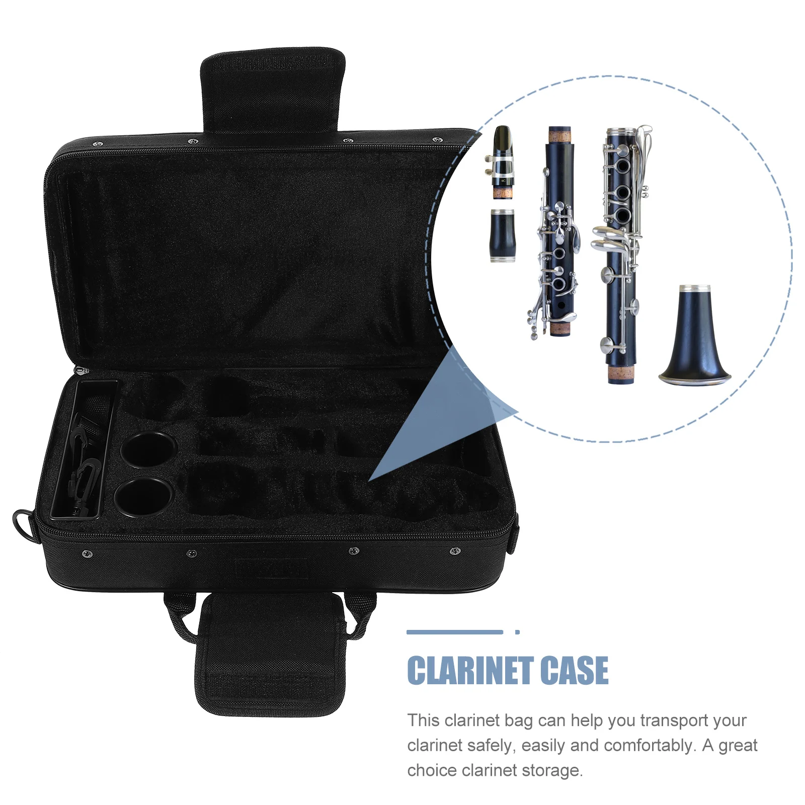 

Thickened Clarinet Holder Bag Waterproof Wind Instrument Case Portable Storage Padded Protection for Outdoor Travel Use