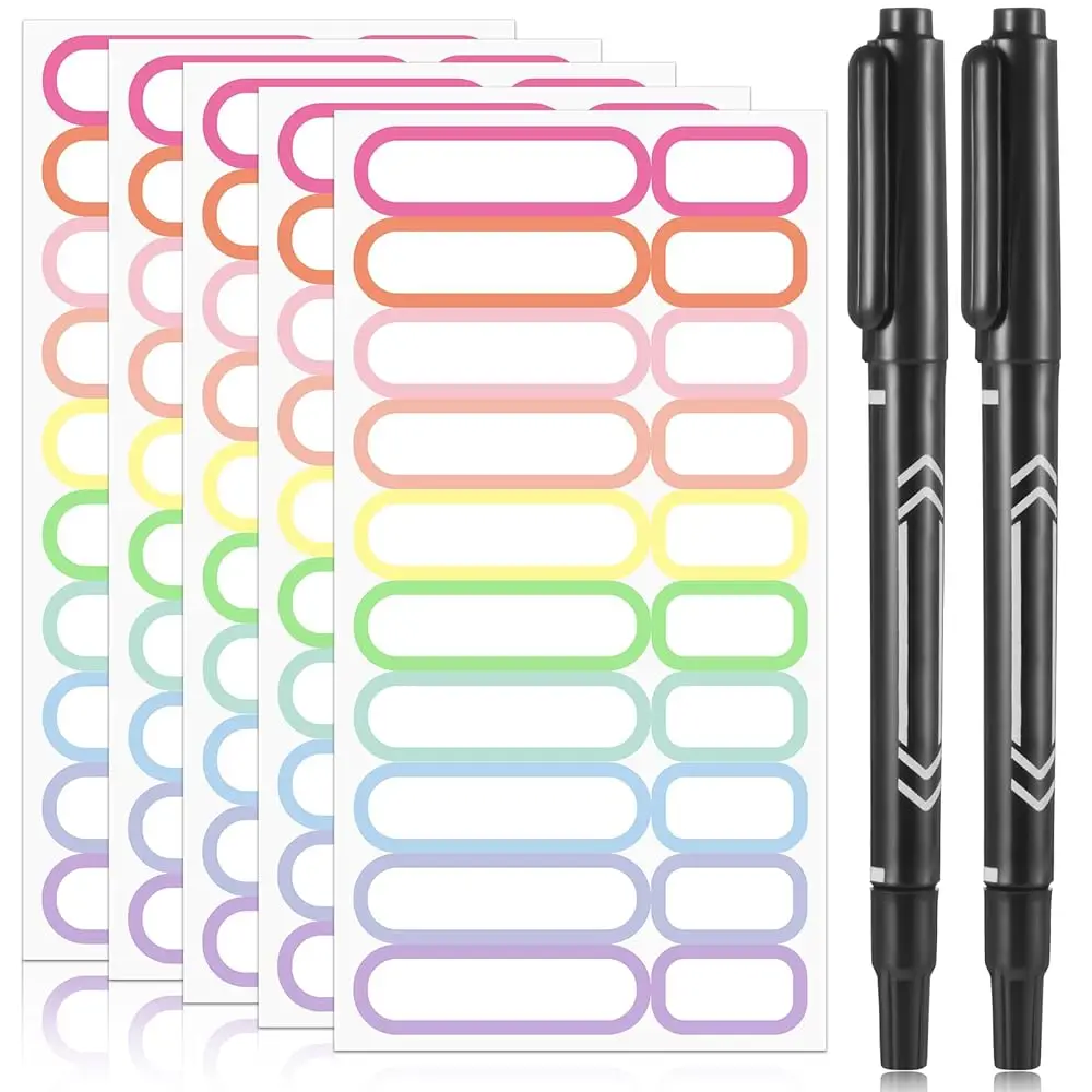 

320 шт. водонепроницаемых съемных этикеток с маркером, самоклеящиеся наклейки для бутылок с водой, контейнеров для специй и продуктов, банок