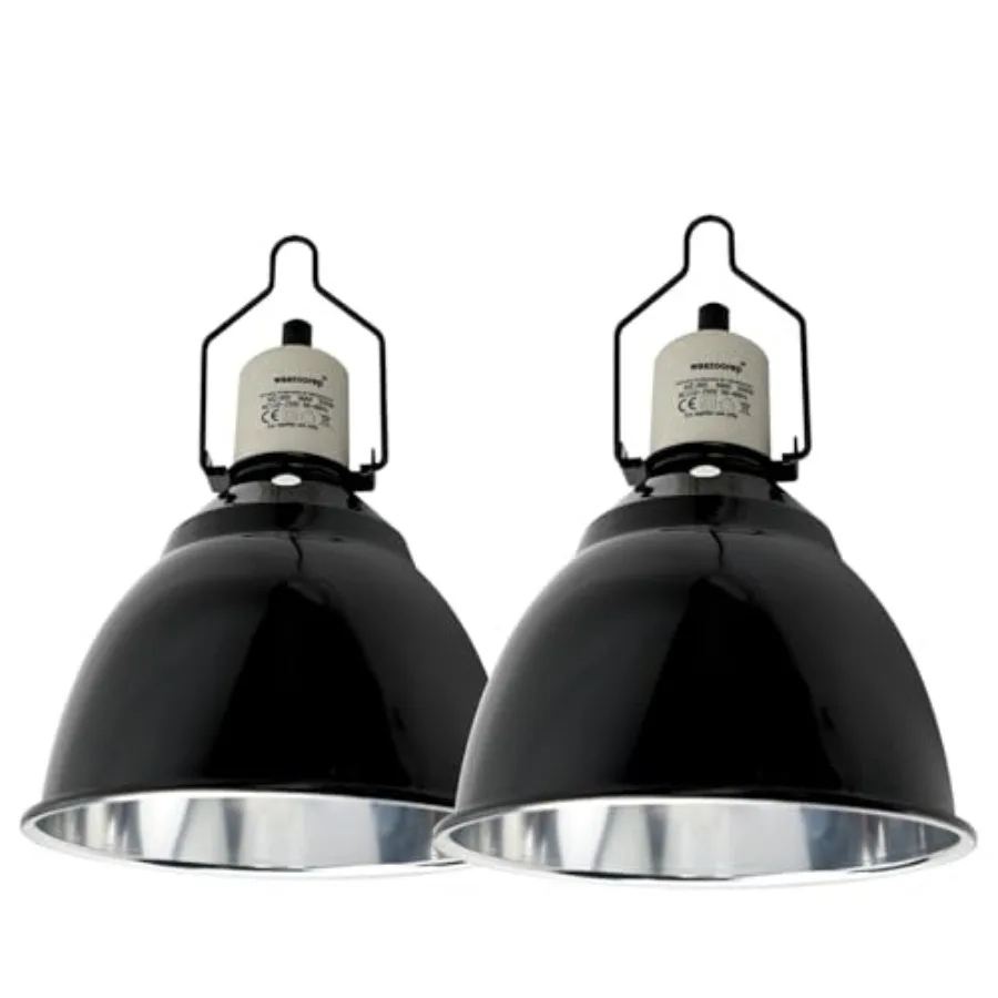 Reptile Light Fixture 2 Pack 7.5Inch Deep Dome Lamp Fixture, Optical Reflection Reptile Heat Lamp Bulb Lampshade for Bearded Dr