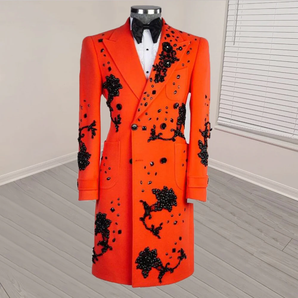 

Роскошные мужские пиджаки, плащ с камнями по индивидуальному заказу, длинный наряд, мужской пиджак, свадебные смокинги, terno masculino completo